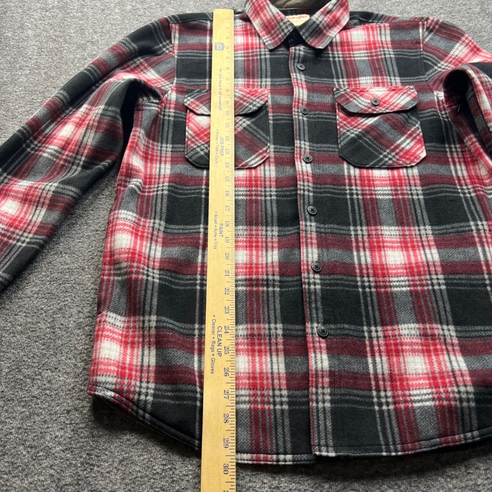 Wrangler Fleece Shirt Mens Medium Red Black Plaid Authentics Long Sleeve Button - Picture 5 of 16